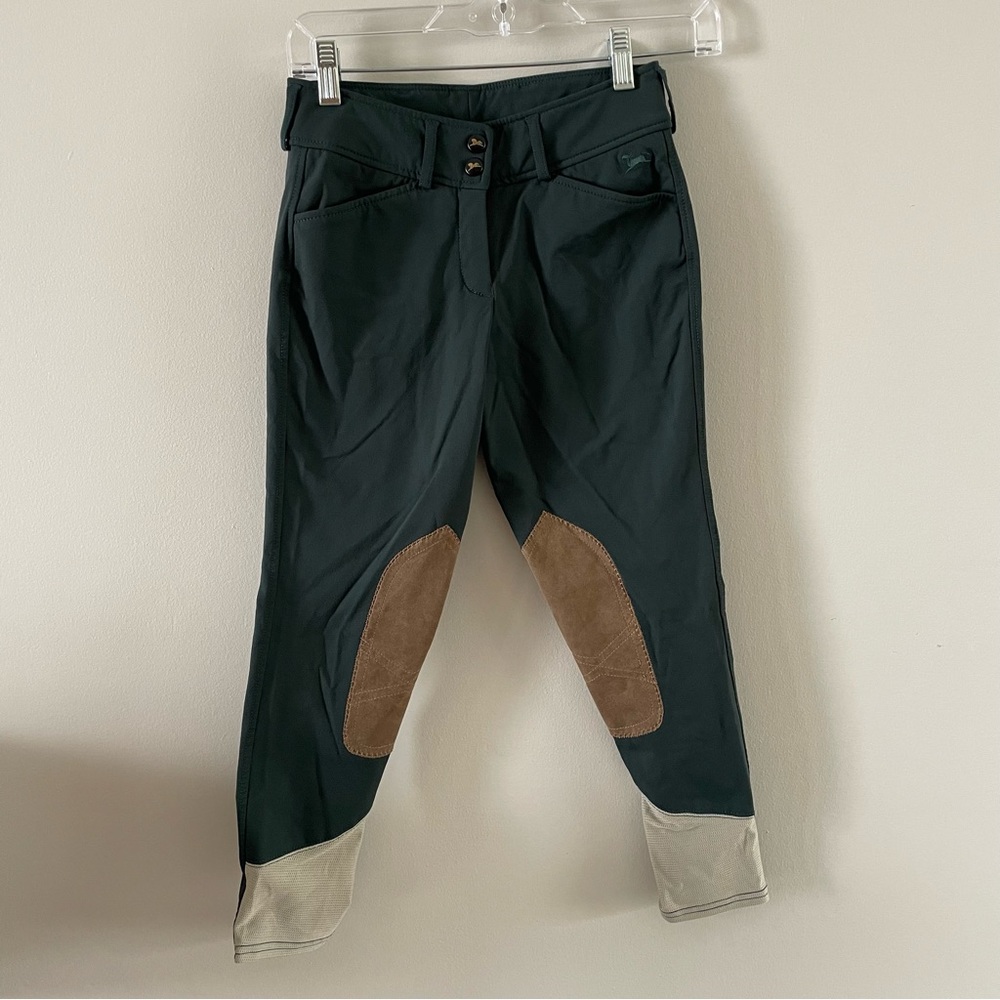 R.J. Classics Girls Harrisburg Breech Green Equestrian Riding Pants Youth Sz 12R
